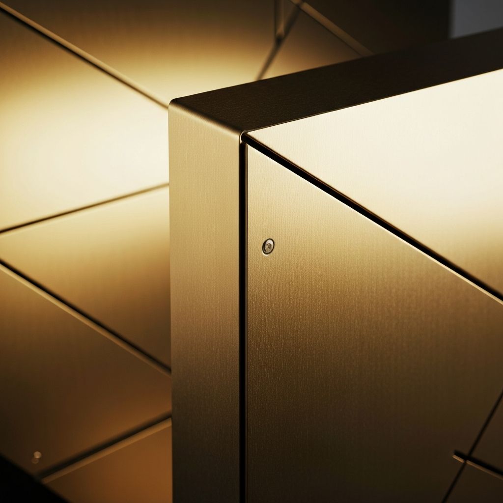 PVD coated steel architectural structure with gold finish